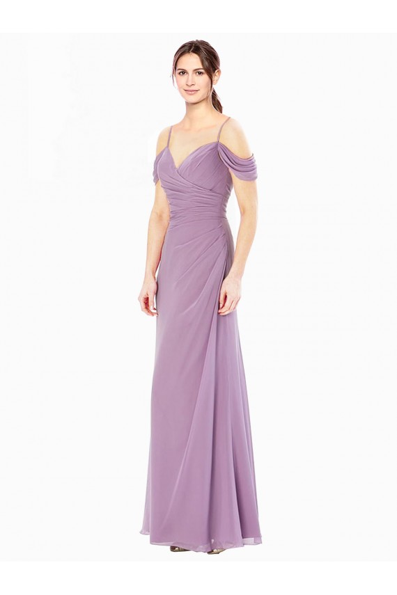 Boutique Fourreau Épaule Dénudée Mousseline Longue Robes demoiselle d'honneur