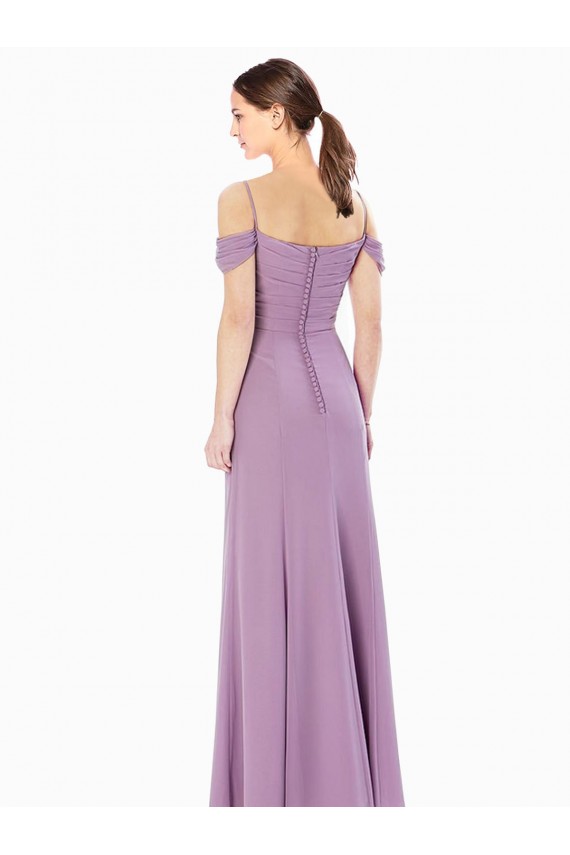 Boutique Fourreau Épaule Dénudée Mousseline Longue Robes demoiselle d'honneur