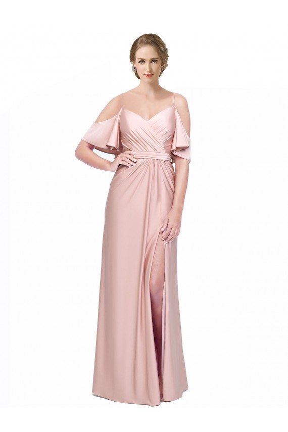 Boutique Fourreau Épaule Dénudée Satiné Soyeux Longue Formelles Robes demoiselle d'honneur / Robes de soirée / Robes de bal