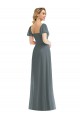 Boutique Gris ardoise Trapèze Col Carré Mousseline Longue Robes demoiselle d'honneur