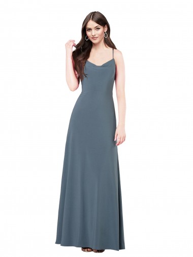 Boutique Gris ardoise Trapèze Col V Spandex Longue Robes demoiselle d'honneur / Robes de bal