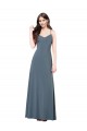 Boutique Gris ardoise Trapèze Col V Spandex Longue Robes demoiselle d'honneur / Robes de bal