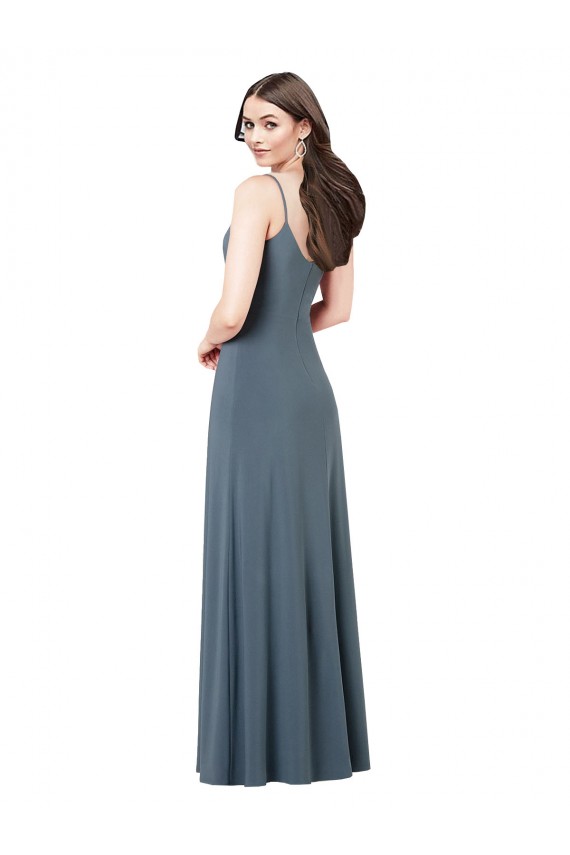 Boutique Gris ardoise Trapèze Col V Spandex Longue Robes demoiselle d'honneur / Robes de bal