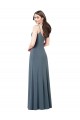 Boutique Gris ardoise Trapèze Col V Spandex Longue Robes demoiselle d'honneur / Robes de bal