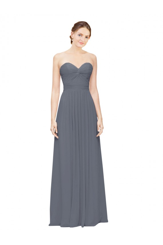 Boutique Gris ardoise Trapèze Mousseline Longue Robes demoiselle d'honneur