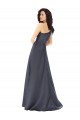 Boutique Gris ardoise Trapèze Satiné Longue Formelles Robes demoiselle d'honneur / Robes de soirée / Robes de bal