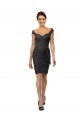 Boutique Gris ardoise Trapèze Épaule Dénudée Mousseline Dentelle Courte Robes demoiselle d'honneur / Robes de cocktail