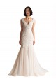 Boutique Ivoire & Champagne Sirène Col V Balayage train Tulle Robes de mariée
