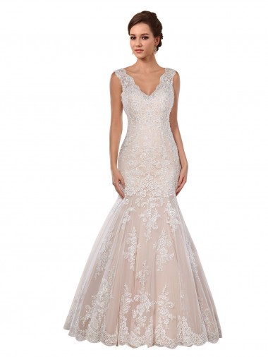 Boutique Ivoire & Champagne Sirène Col V Dentelle Classique Robes de mariée