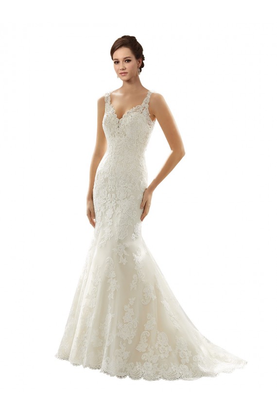 Boutique Ivoire & Champagne Sirène Col V Tulle Dentelle Robes de mariée