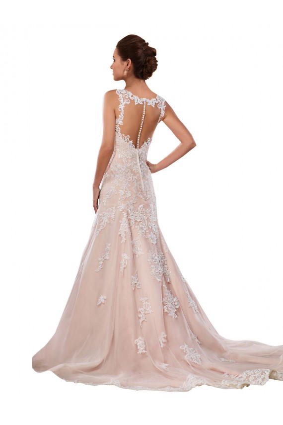 Boutique Ivoire & Champagne Trapèze Col V Dentelle Classique Robes de mariée