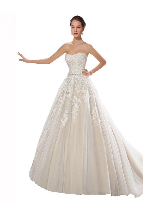 Boutique Ivoire & Champagne Trapèze Sans bretelle Tulle Dentelle Robes de mariée