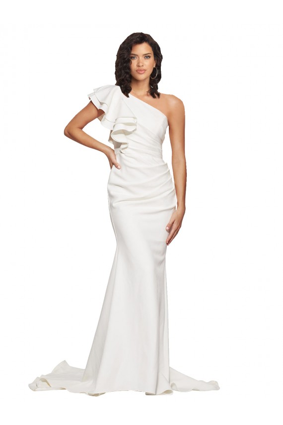 Boutique Ivoire Fourreau Balayage train Crêpe Stretch Longue Robes demoiselle d'honneur / Robes de bal