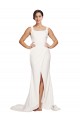 Boutique Ivoire Fourreau Col Carré Balayage train Crêpe Stretch Longue Robes demoiselle d'honneur / Robes de bal