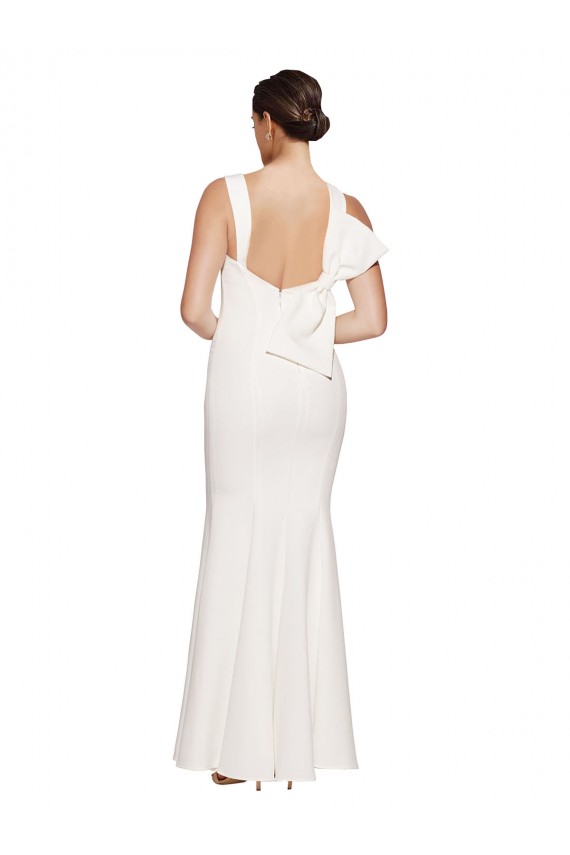 Boutique Ivoire Fourreau Col Carré Crêpe Stretch Longue Formelles Robes demoiselle d'honneur / Robes de soirée / Robes de bal