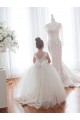 Boutique Ivoire Princesse Bateau Tulle Dentelle Longue Robes de demoiselle d'honneur - fillette