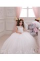 Boutique Ivoire Princesse Bateau Tulle Dentelle Longue Robes de demoiselle d'honneur - fillette