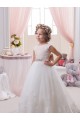 Boutique Ivoire Princesse Bateau Tulle Dentelle Longue Robes de demoiselle d'honneur - fillette