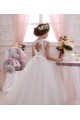 Boutique Ivoire Princesse Col Haut Tulle Dentelle Longue Robes de demoiselle d'honneur - fillette