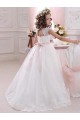 Boutique Ivoire Princesse Col Haut Tulle Dentelle Longue Robes de demoiselle d'honneur - fillette