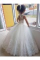 Boutique Ivoire Princesse Col Haut Tulle Dentelle Longue Robes de demoiselle d'honneur - fillette