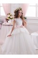 Boutique Ivoire Princesse Tulle Dentelle Longue Robes de demoiselle d'honneur - fillette