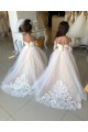 Boutique Ivoire Princesse Tulle Dentelle Longue Robes de demoiselle d'honneur - fillette