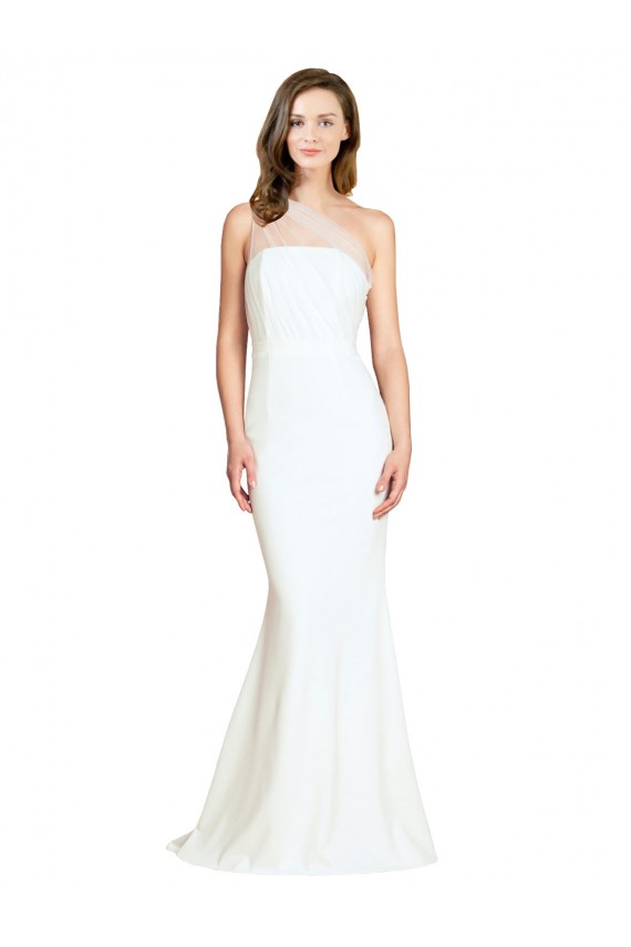 Boutique Ivoire Sirène Balayage train Crêpe Stretch Tulle Longue Formelles Robes demoiselle d'honneur / Robes de soirée