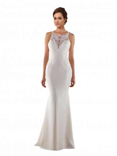 Boutique Ivoire Sirène Balayage train Dentelle Crêpe Stretch Robes de mariée