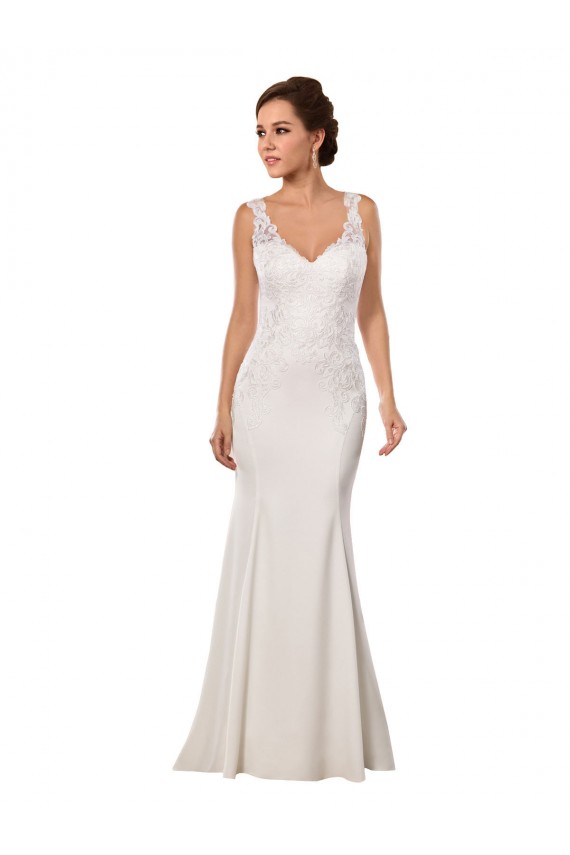 Boutique Ivoire Sirène Col V Dentelle Crêpe Stretch Robes de mariée