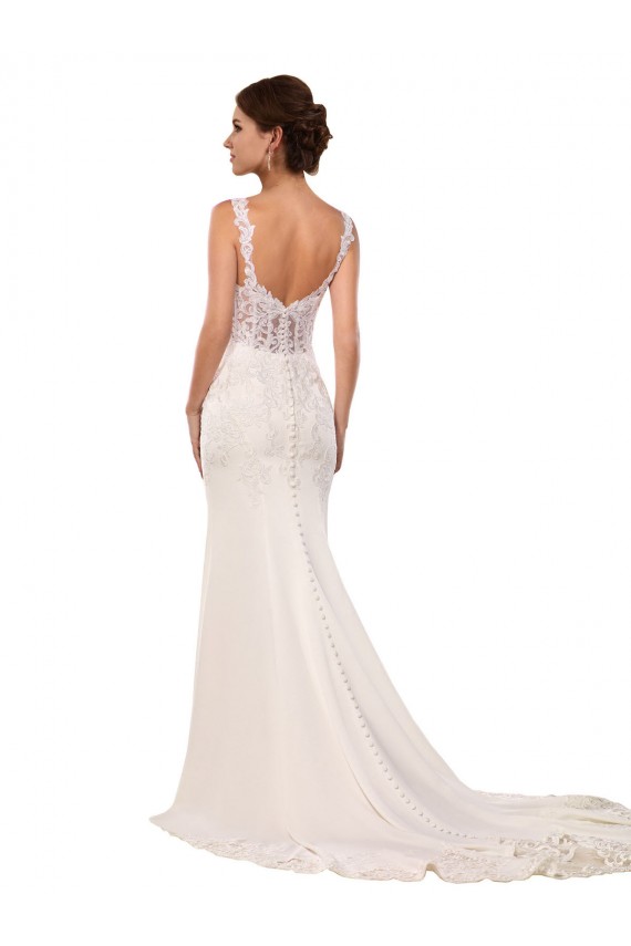 Boutique Ivoire Sirène Col V Dentelle Crêpe Stretch Robes de mariée