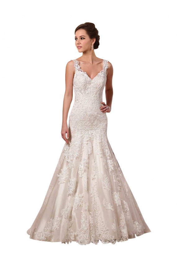 Boutique Ivoire Sirène Col V Tulle Dentelle Robes de mariée