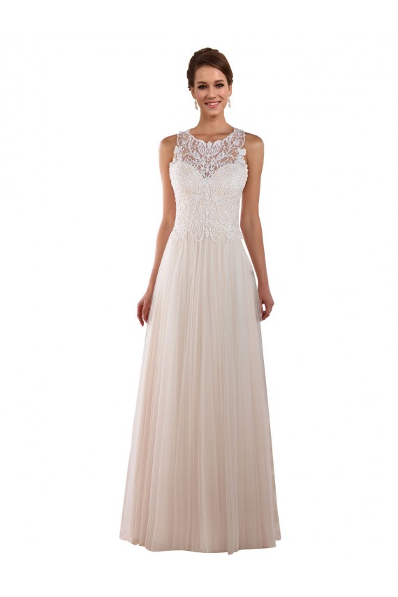 Boutique Ivoire Trapèze Col Haut Tulle Dentelle Boho Robes de mariée