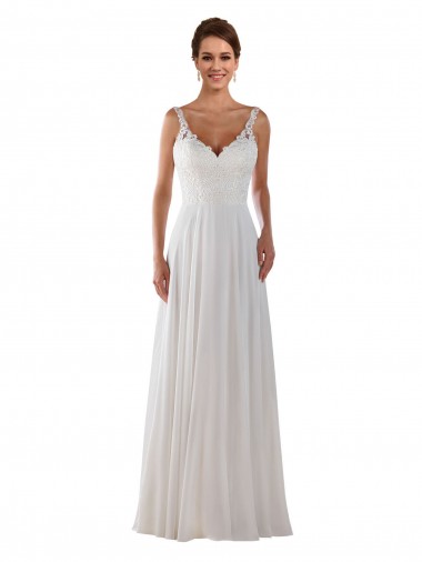 Boutique Ivoire Trapèze Mousseline Classique Boho Robes de mariée
