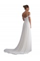 Boutique Ivoire Trapèze Épaule Dénudée Balayage train Mousseline Plage Robes de mariée