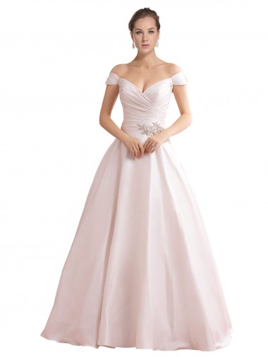 Boutique Ivoire Trapèze Épaule Dénudée Satiné Robes de mariée