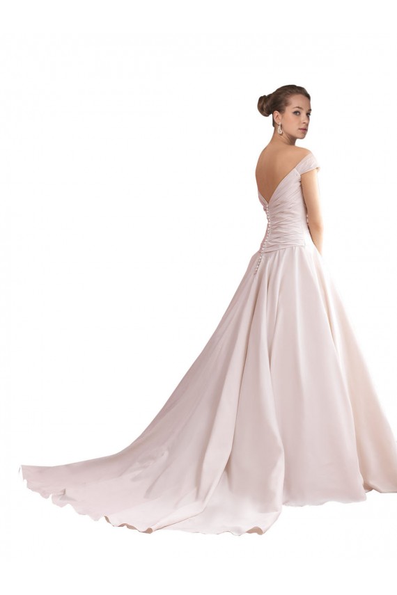 Boutique Ivoire Trapèze Épaule Dénudée Satiné Robes de mariée