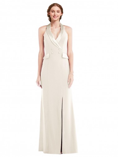 Boutique Ivoire Trompette Licou Crêpe Stretch Longue Robes demoiselle d'honneur / Robes de bal