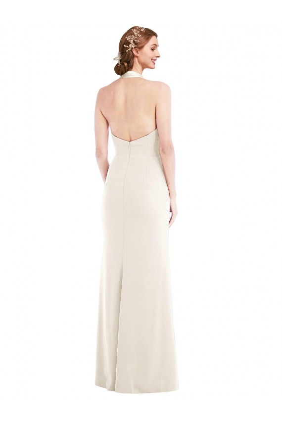 Boutique Ivoire Trompette Licou Crêpe Stretch Longue Robes demoiselle d'honneur / Robes de bal