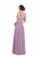 Boutique Lavande foncée Trapèze Col Haut Mousseline Longue Robes demoiselle d'honneur