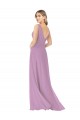 Boutique Lavande foncée Trapèze Col V Mousseline Longue Robes demoiselle d'honneur