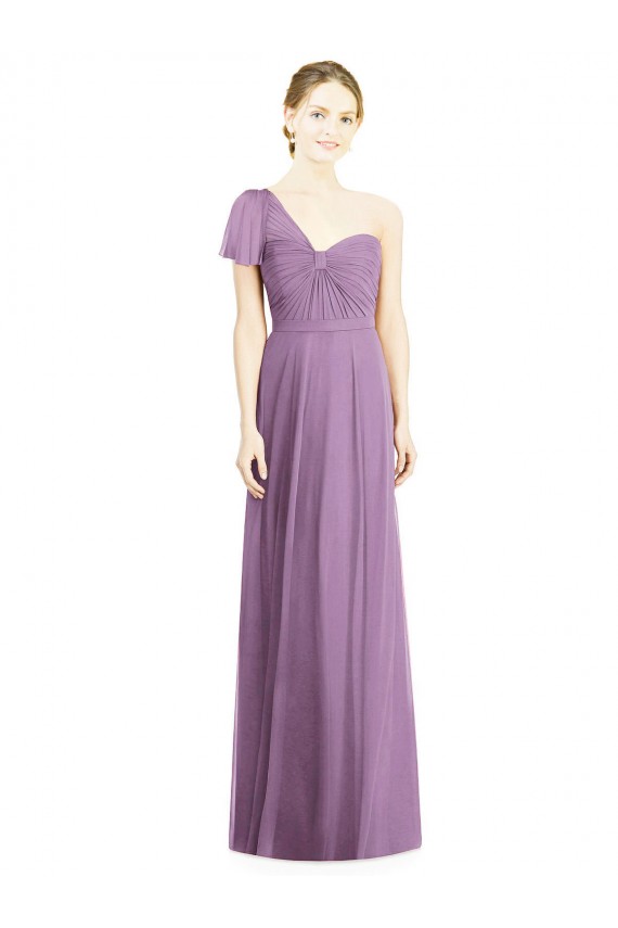 Boutique Lavande foncée Trapèze Mousseline Longue Robes demoiselle d'honneur
