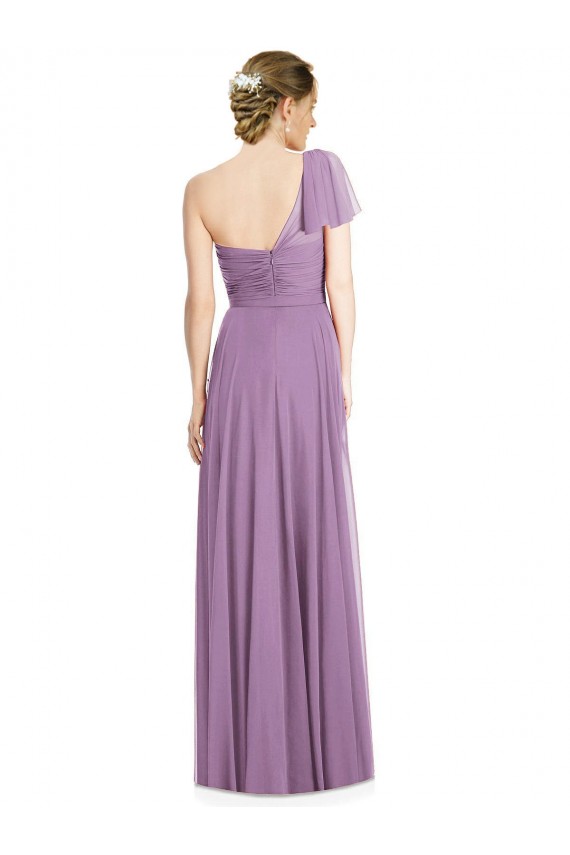 Boutique Lavande foncée Trapèze Mousseline Longue Robes demoiselle d'honneur