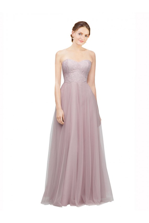 Boutique Light Lilac Trapèze Tulle Dentelle Longue Robes demoiselle d'honneur
