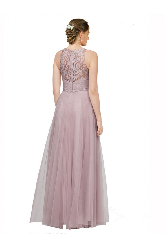 Boutique Light Lilac Trapèze Tulle Dentelle Longue Robes demoiselle d'honneur