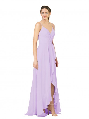 Boutique Lilas Fourreau Col V Mousseline Longue Asymétrique Robes demoiselle d'honneur