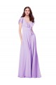 Boutique Lilas Trapèze Col V Mousseline Longue Robes demoiselle d'honneur
