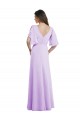 Boutique Lilas Trapèze Col V Mousseline Longue Robes demoiselle d'honneur
