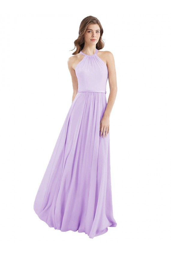 Boutique Lilas Trapèze Licou Mousseline Longue Robes demoiselle d'honneur
