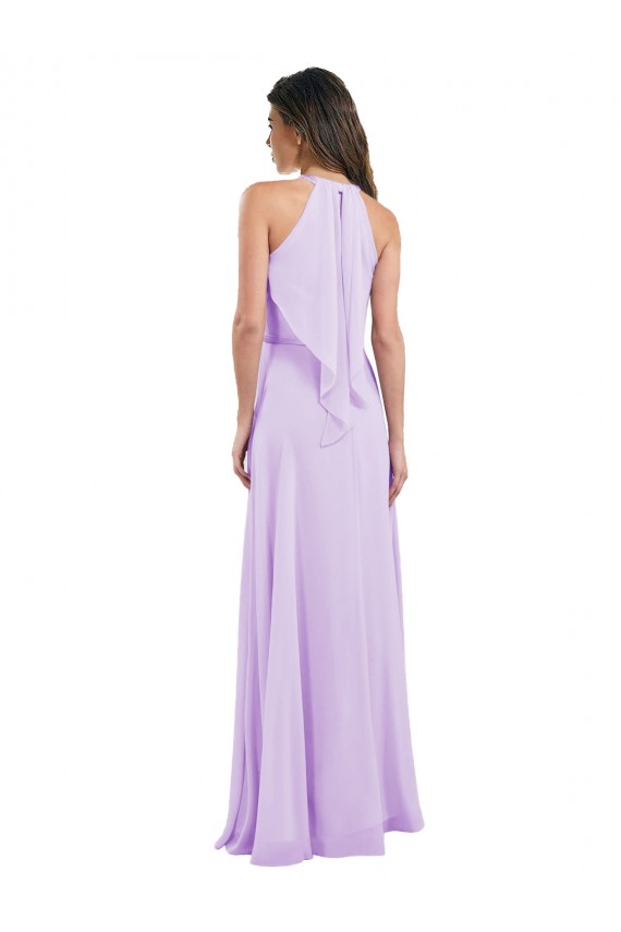 Boutique Lilas Trapèze Licou Mousseline Longue Robes demoiselle d'honneur